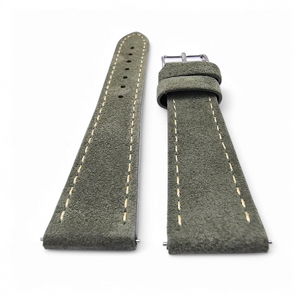 Italian Suede Watch Strap 20mm 22mm Olive Green