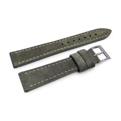 Italian Suede Watch Strap 20mm 22mm Olive Green