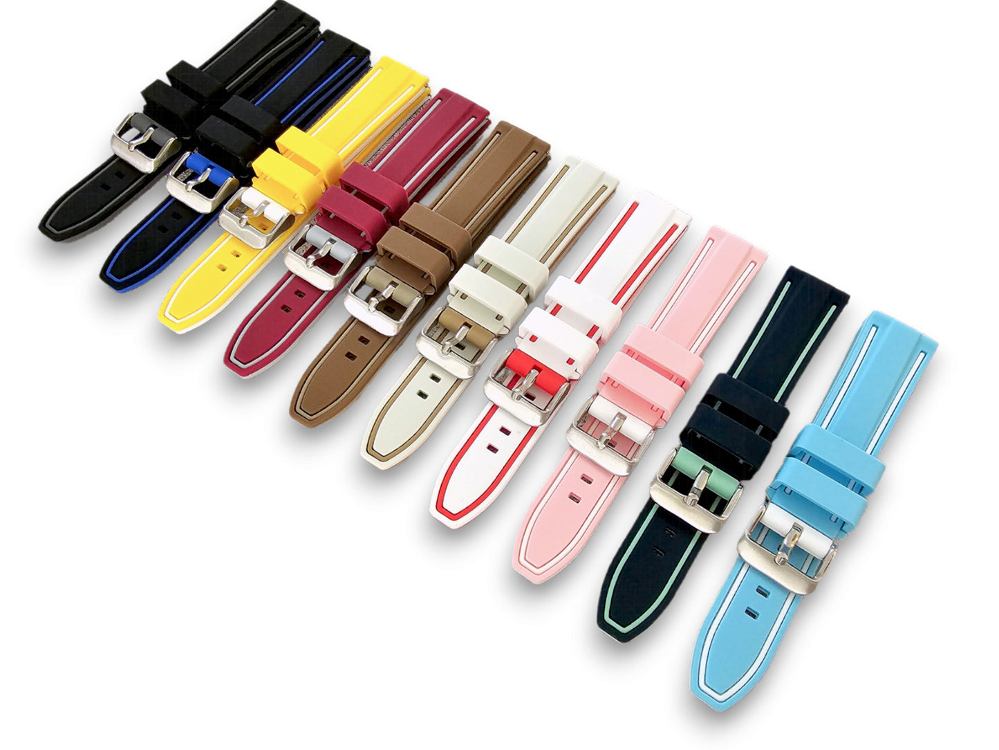 Silicone Rubber Divers Watch Strap Band 20mm Moonswatch Pink Blue Yellow