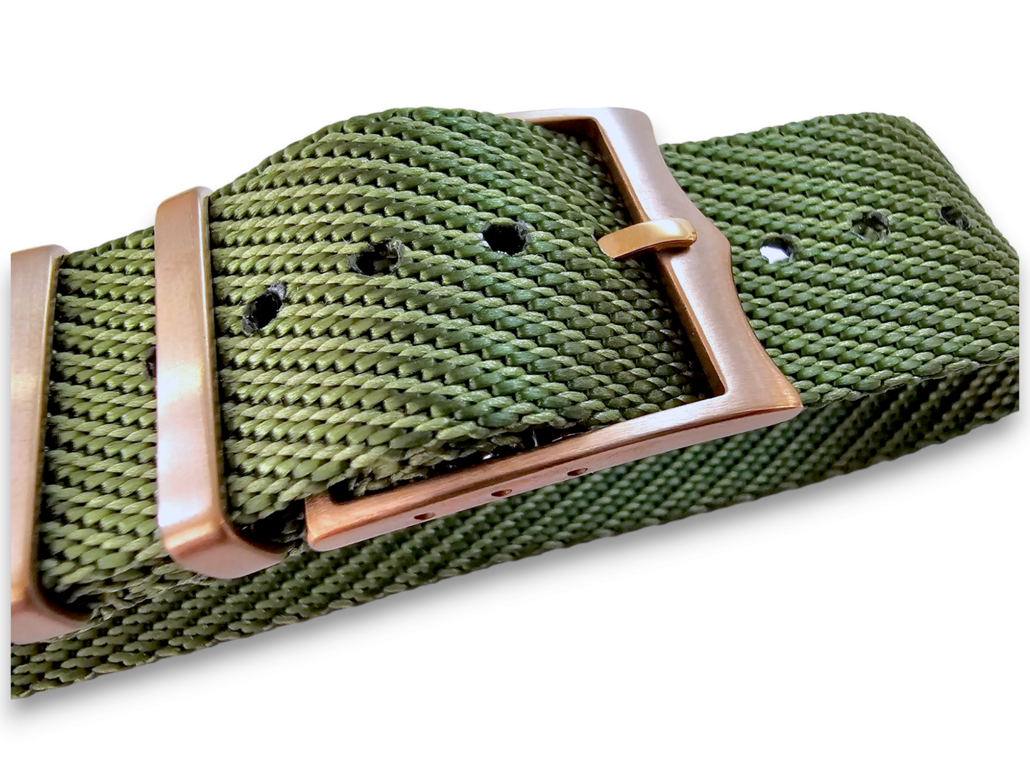 Bronze Buckle Single Pass Watch Strap Band Nylon 20mm 22mm