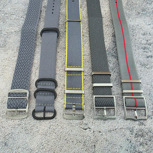 Job Lot of 5 Nylon Watch Straps Bands 22mm Military Grey For Tudor Buckle Mens