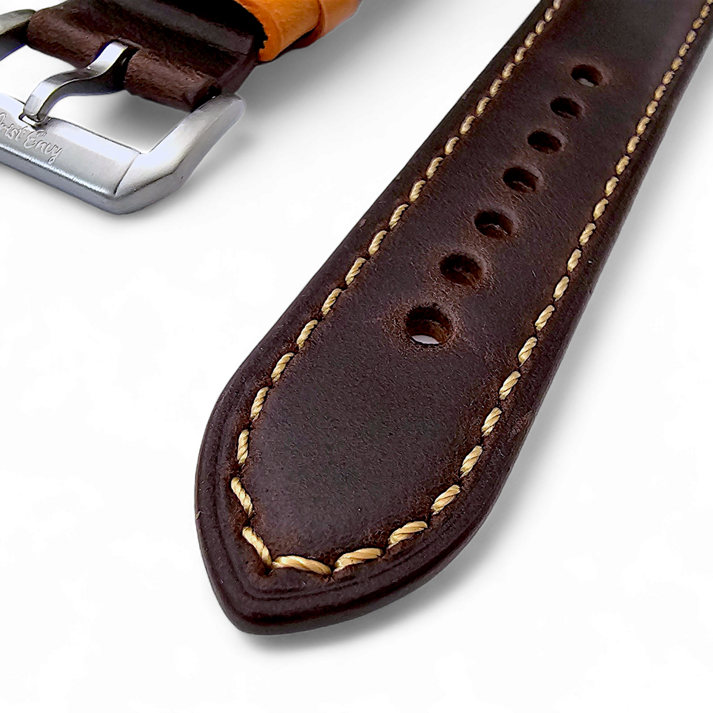 Top Grain Padded Leather Watch Strap For Apple IWatch Brown