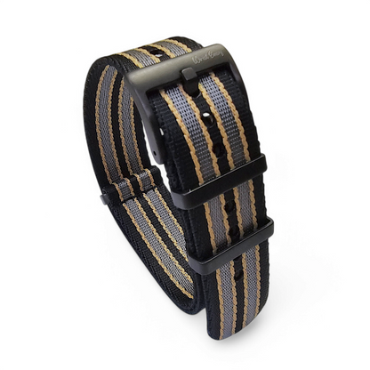 Nylon 1.4mm Thick Military Watch Strap Black Buckle James Bond 007 20mm 22mm