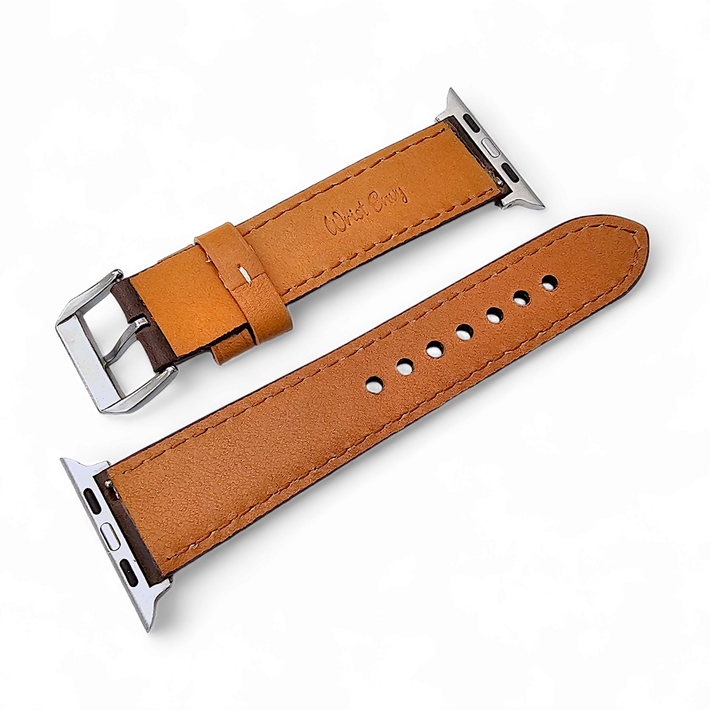 Top Grain Padded Leather Watch Strap For Apple IWatch Brown