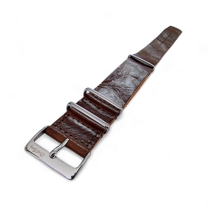 Wrist Envy Italian Leather NATO Watch Strap Band Military 18 20 22 mm Dark Brown