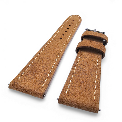 Italian Suede Watch Strap 20mm 22mm Light Brown