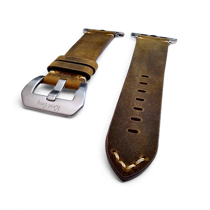 Top Grain Thick Leather Watch Strap For Apple Iwatch Dark Brown