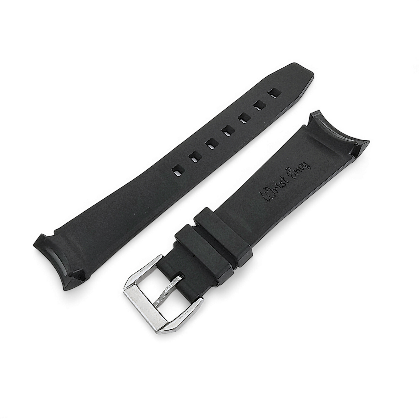 Curved End FKM Rubber Divers Watch Strap Band 20mm 22mm