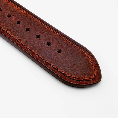 Bund Top Grain Leather Watch Strap 20mm 22mm Burnt Umber