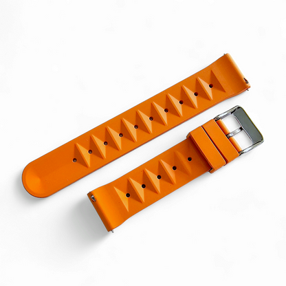 FKM Rubber Waffle Watch Strap Band Retro Divers Orange 20mm 22mm