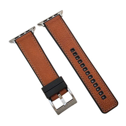 Hybrid Leather & FKM Rubber Watch Strap Band For Apple IWatch