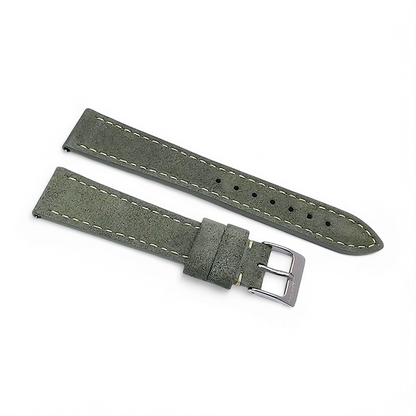 Italian Suede Watch Strap 20mm 22mm Olive Green