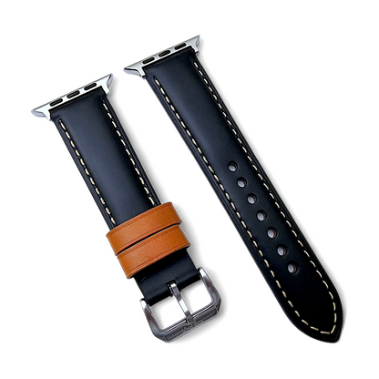 Top Grain Padded Leather Watch Strap For Apple IWatch Black