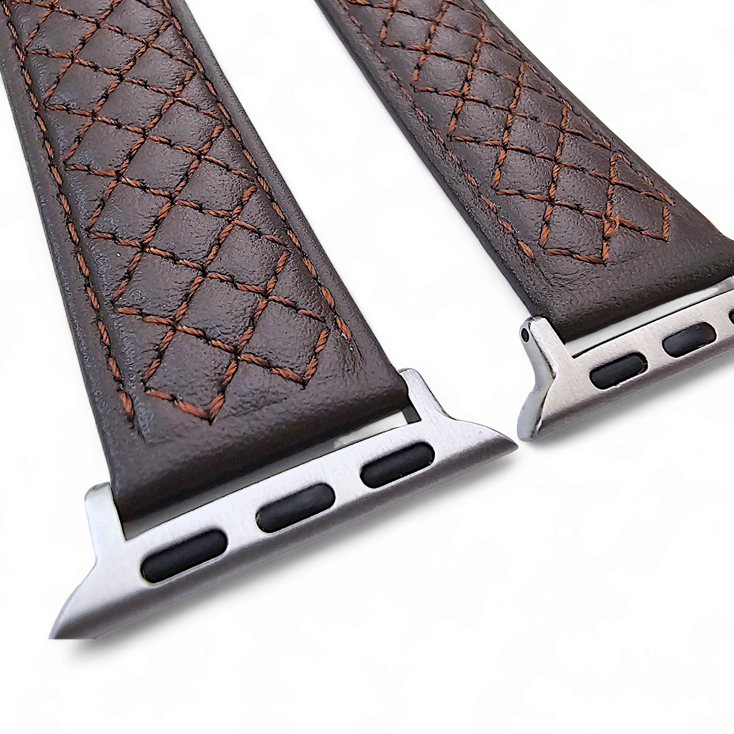 Italian Leather Diamond Stitch Watch Strap For Apple IWatch Dark Brown