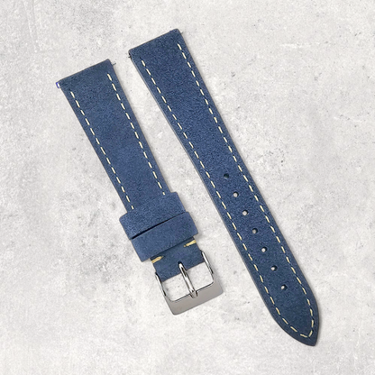 Italian Suede Watch Strap 20mm 22mm Cobalt Blue