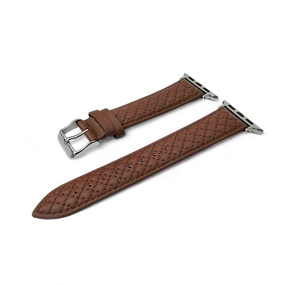 Italian Leather Diamond Stitch Watch Strap For Apple IWatch Brown