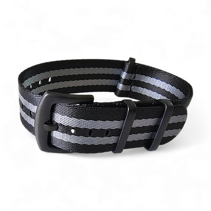 Black Buckle Nylon NATO Strap James Bond 20mm 22mm