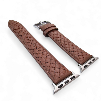 Italian Leather Diamond Stitch Watch Strap For Apple IWatch Brown