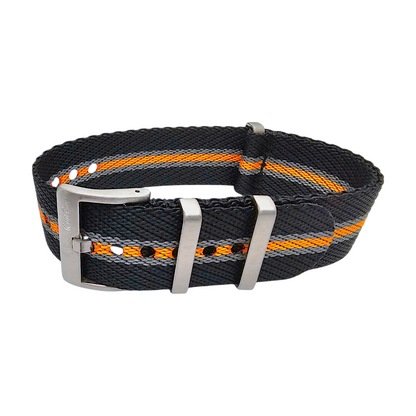 Nylon Watch Military Strap Black Orange Grey 20mm 22mm