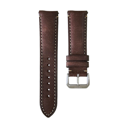 Vegetable Tanned Vintage Italian Leather Watch Strap20mm 22mm Coffee Brown