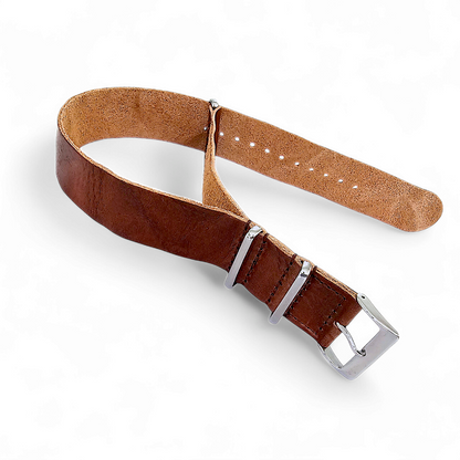 Italian Leather NATO Watch Strap 18mm 20mm 22mm Mid Brown