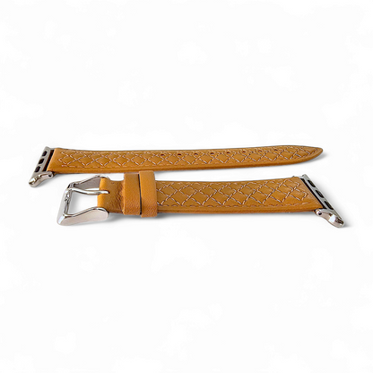 Italian Leather Diamond Stitch Watch Strap For Apple IWatch Honey Tan