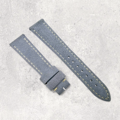 Italian Suede Watch Strap 20mm 22mm Steel Grey