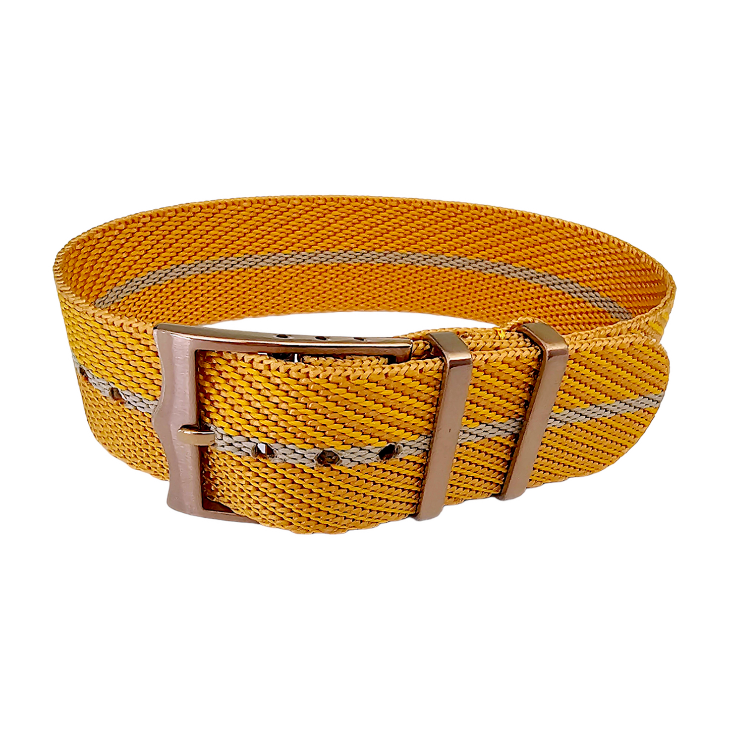 Bronze Buckle Single Pass Watch Strap Band Nylon 20mm 22mm