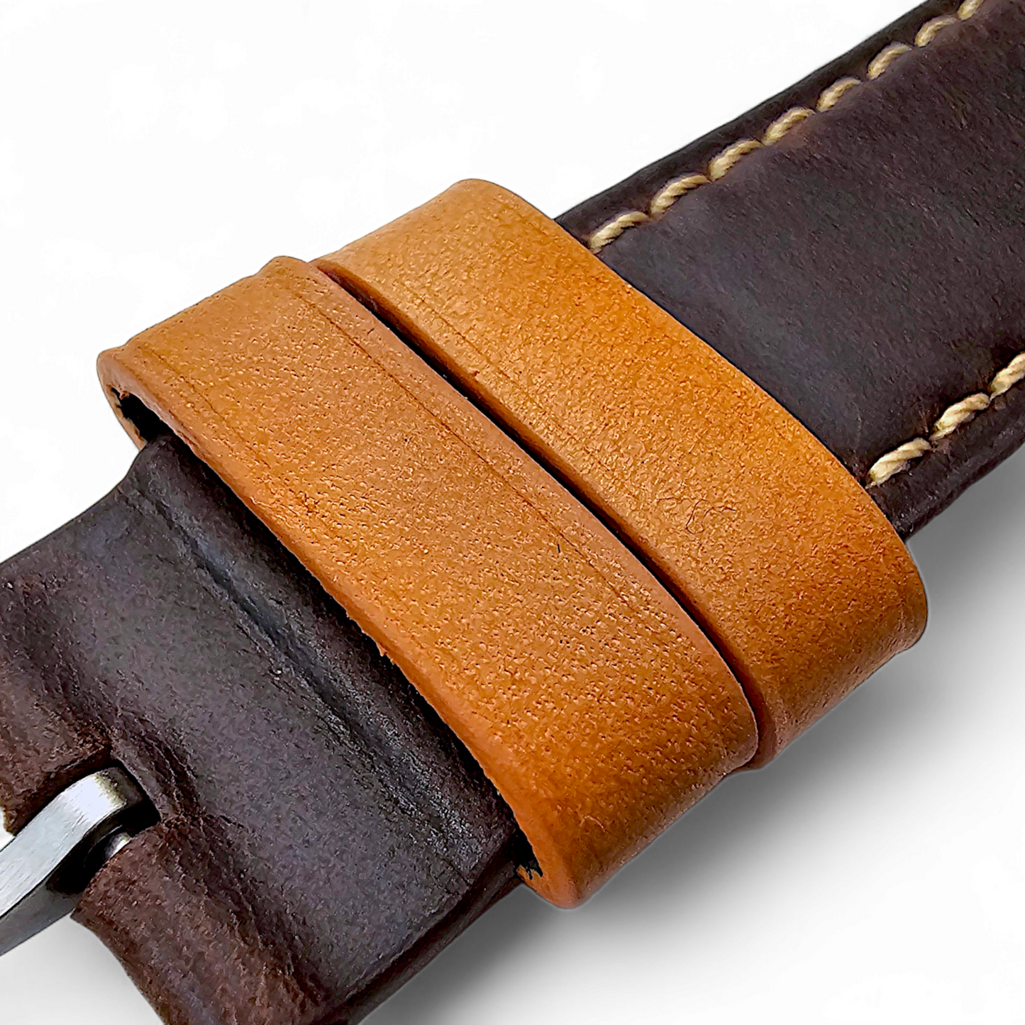 Top Grain Padded Leather Watch Strap For Apple IWatch Brown