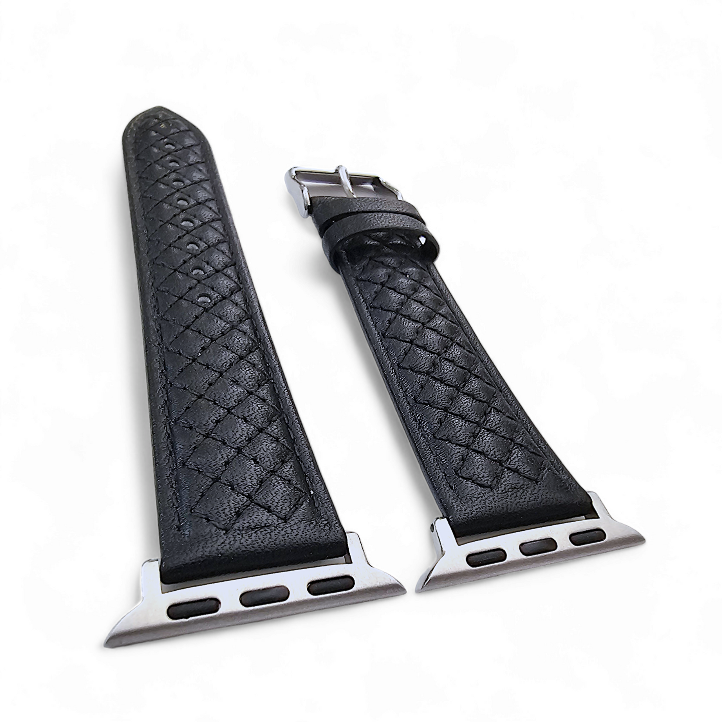 Italian Leather Diamond Stitch Watch Strap For Apple IWatch Black