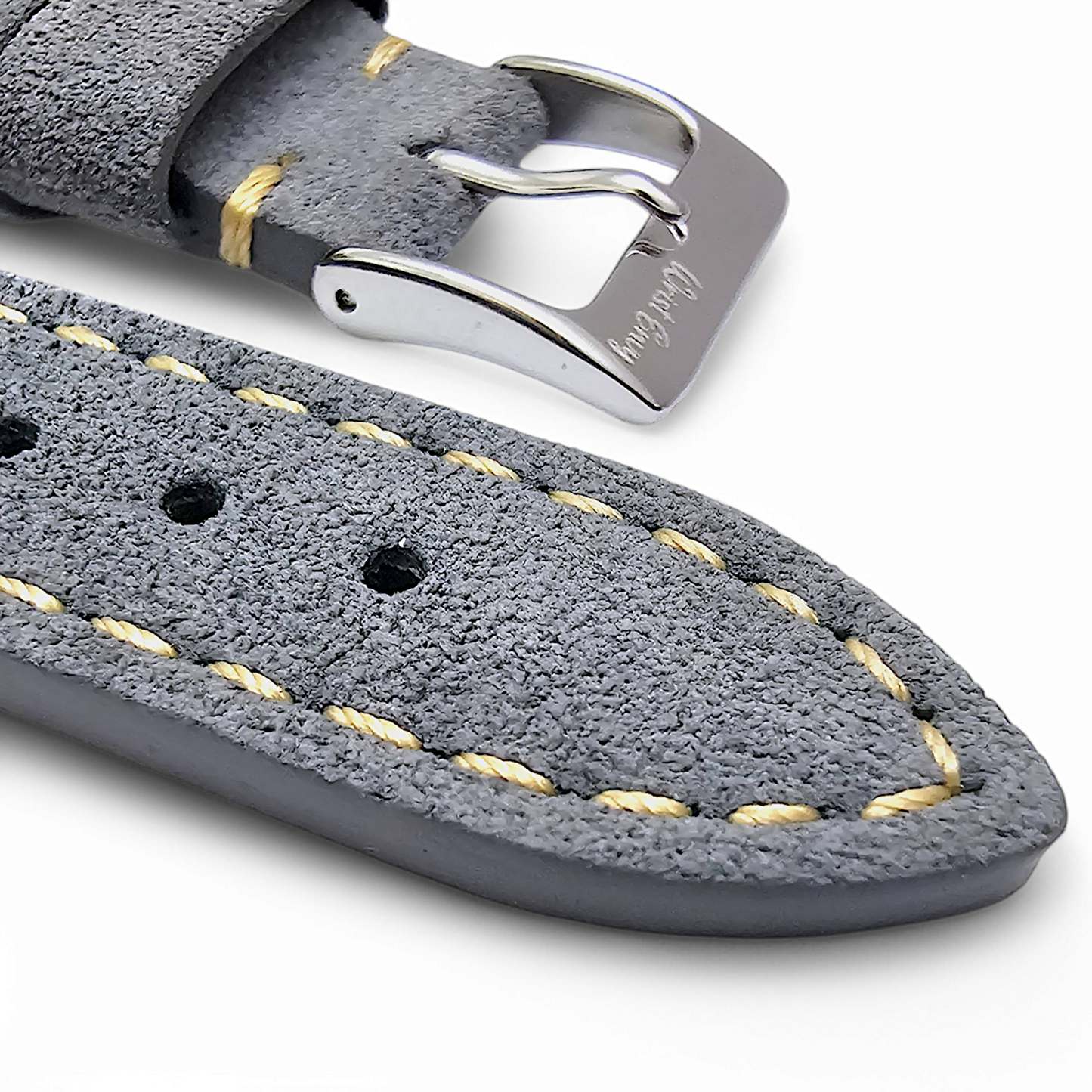 Italian Suede Watch Strap 20mm 22mm Steel Grey