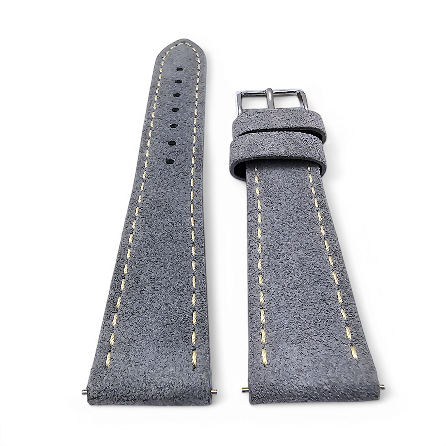 Italian Suede Watch Strap 20mm 22mm Steel Grey