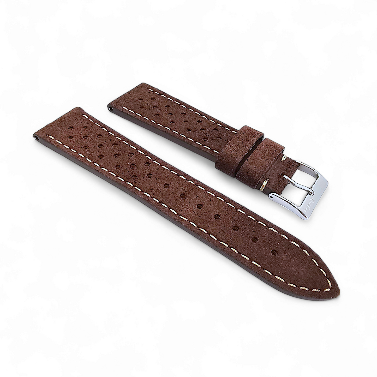 Vintage Italian Suede Watch Strap Rally Racing Chocolate Brown 20mm 22mm