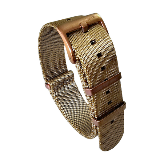 Wrist Envy Bronze NATO Watch Strap Band Nylon Military 20mm 22mm Golden Khaki UK