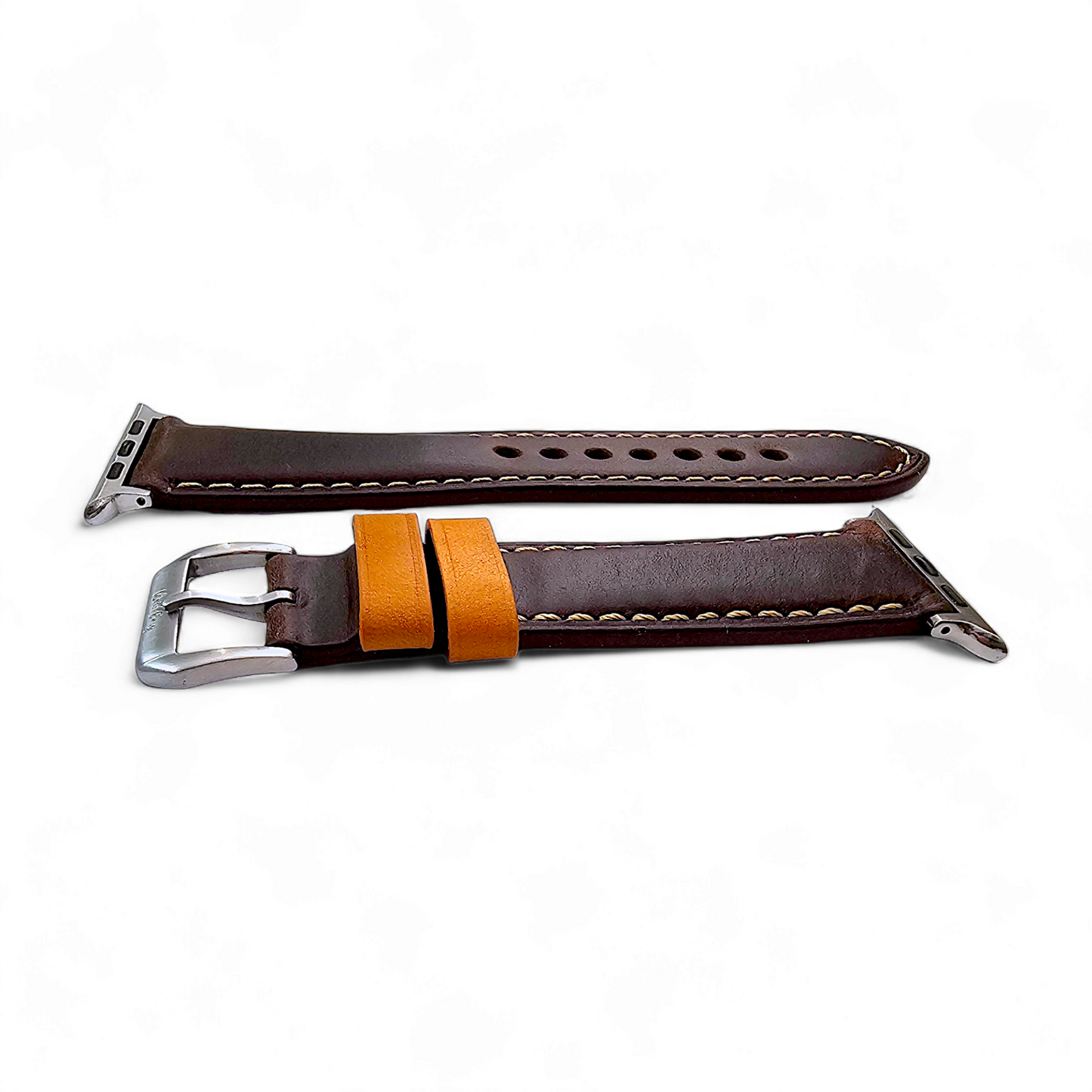 Top Grain Padded Leather Watch Strap For Apple IWatch Brown