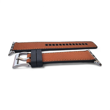 Hybrid Leather & FKM Rubber Watch Strap Band For Apple IWatch