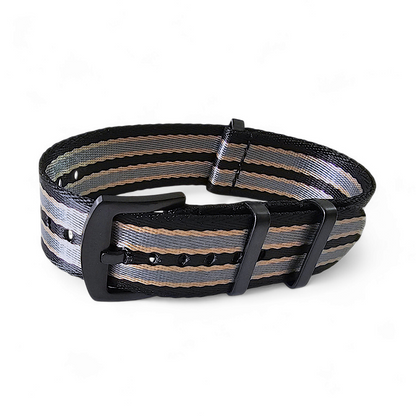 Black Buckle Nylon NATO Strap James Bond 20mm 22mm