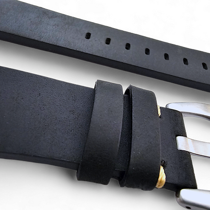 Top Grain Thick Leather Watch Strap For Apple Iwatch Black