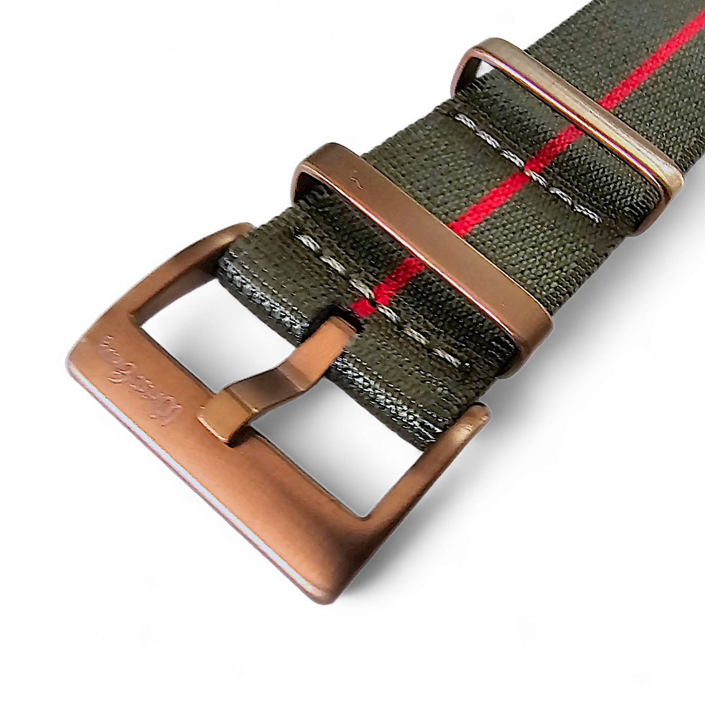 Bronze NATO 1.8mm Thick Nylon Watch Strap Army Green Red 20mm 22mm