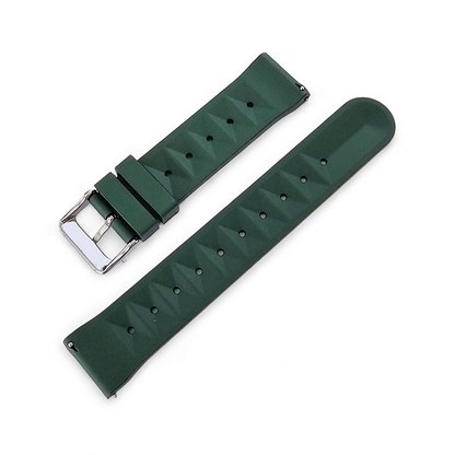 FKM Rubber Waffle Watch Strap Band Retro Divers Forrest Green 22mm