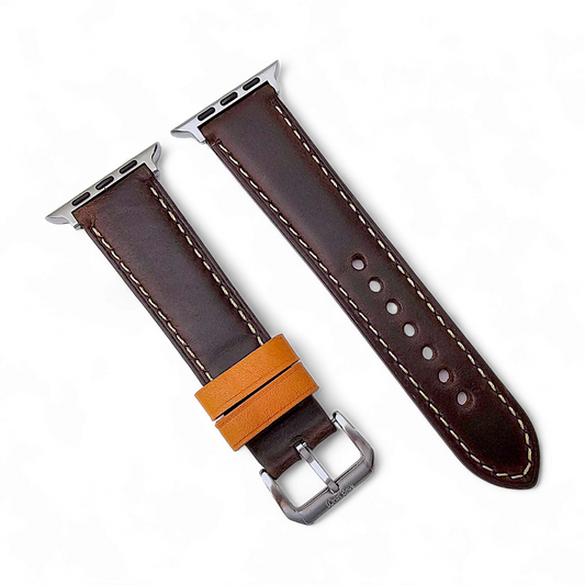 Top Grain Padded Leather Watch Strap For Apple IWatch Brown