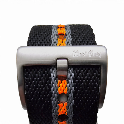 Nylon Watch Military Strap Black Orange Grey 20mm 22mm