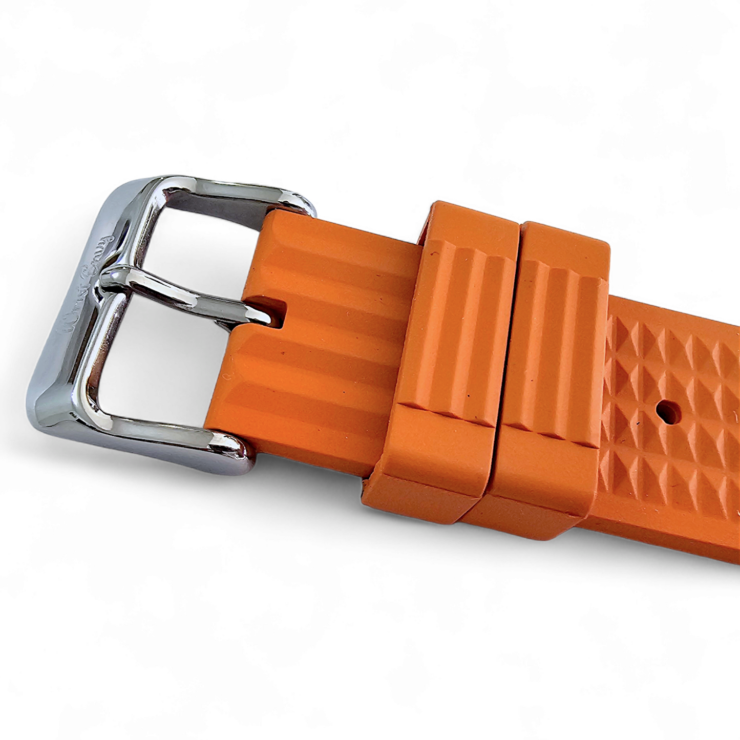 FKM Rubber Waffle Watch Strap Band Retro Divers Orange 20mm 22mm