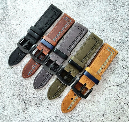 Crazy Horse Leather Watch Strap Band 20mm 22mm