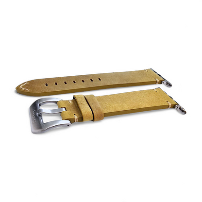 Top Grain Thick Leather Watch Strap For Apple Iwatch Khaki Beige