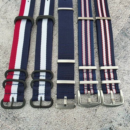 Job Lot of 5 Nylon Watch Straps Bands 22mm Military Blue For Tudor Buckle Red UK