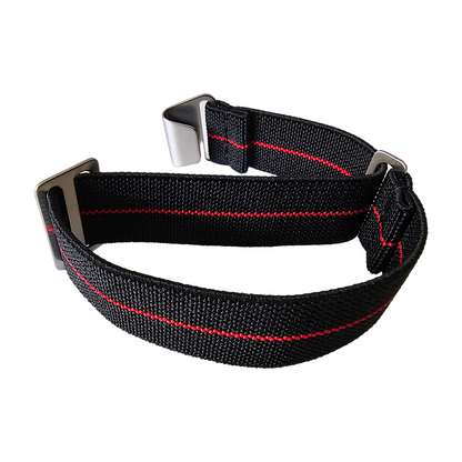 Elastic Nylon Marine Nationale Watch Strap Band 20mm 22mm Black Red Stripe