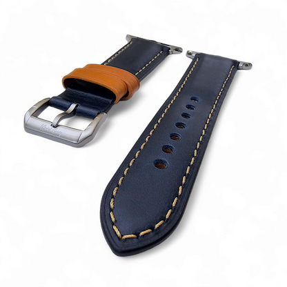 Top Grain Padded Leather Watch Strap For Apple IWatch Blue