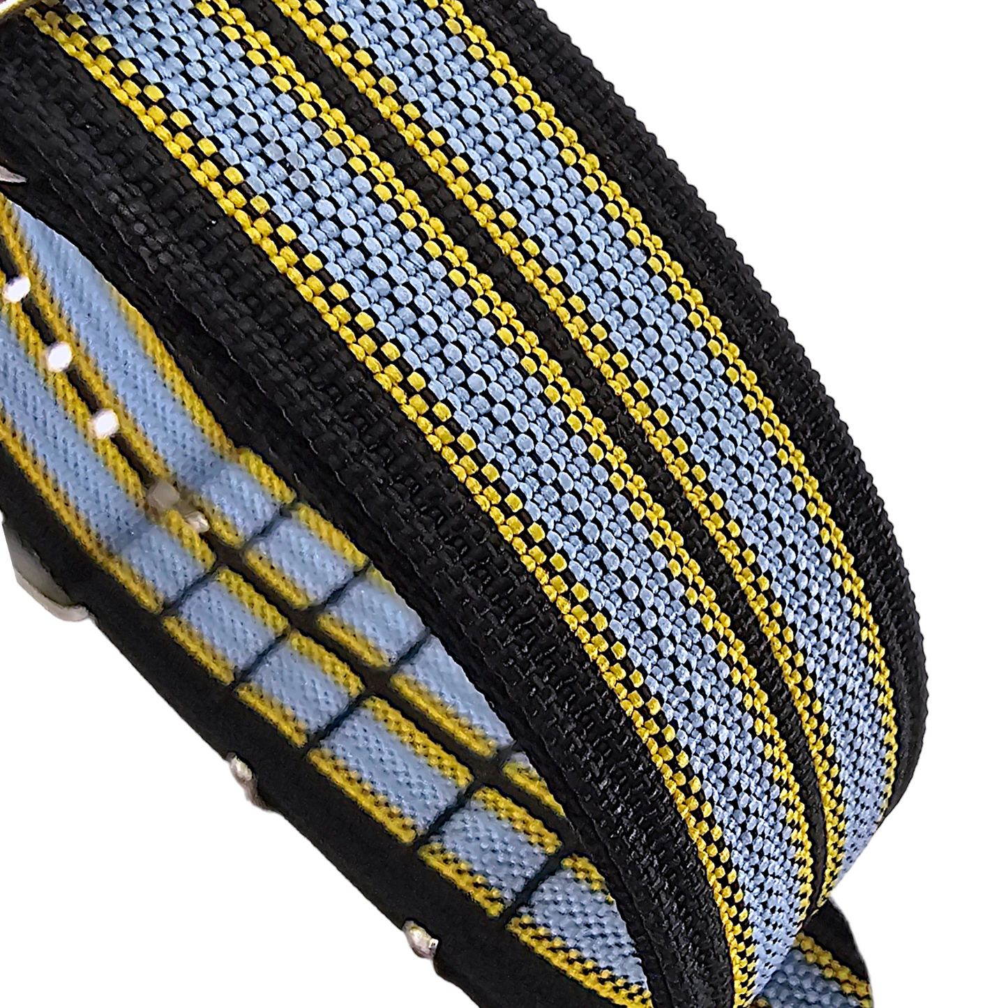 Ribbed Nylon NATO Watch Strap 20mm 22mm Black Yellow Grey