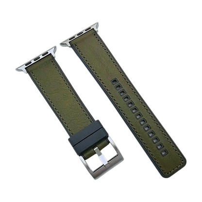 Hybrid Leather & FKM Rubber Watch Strap Band For Apple IWatch